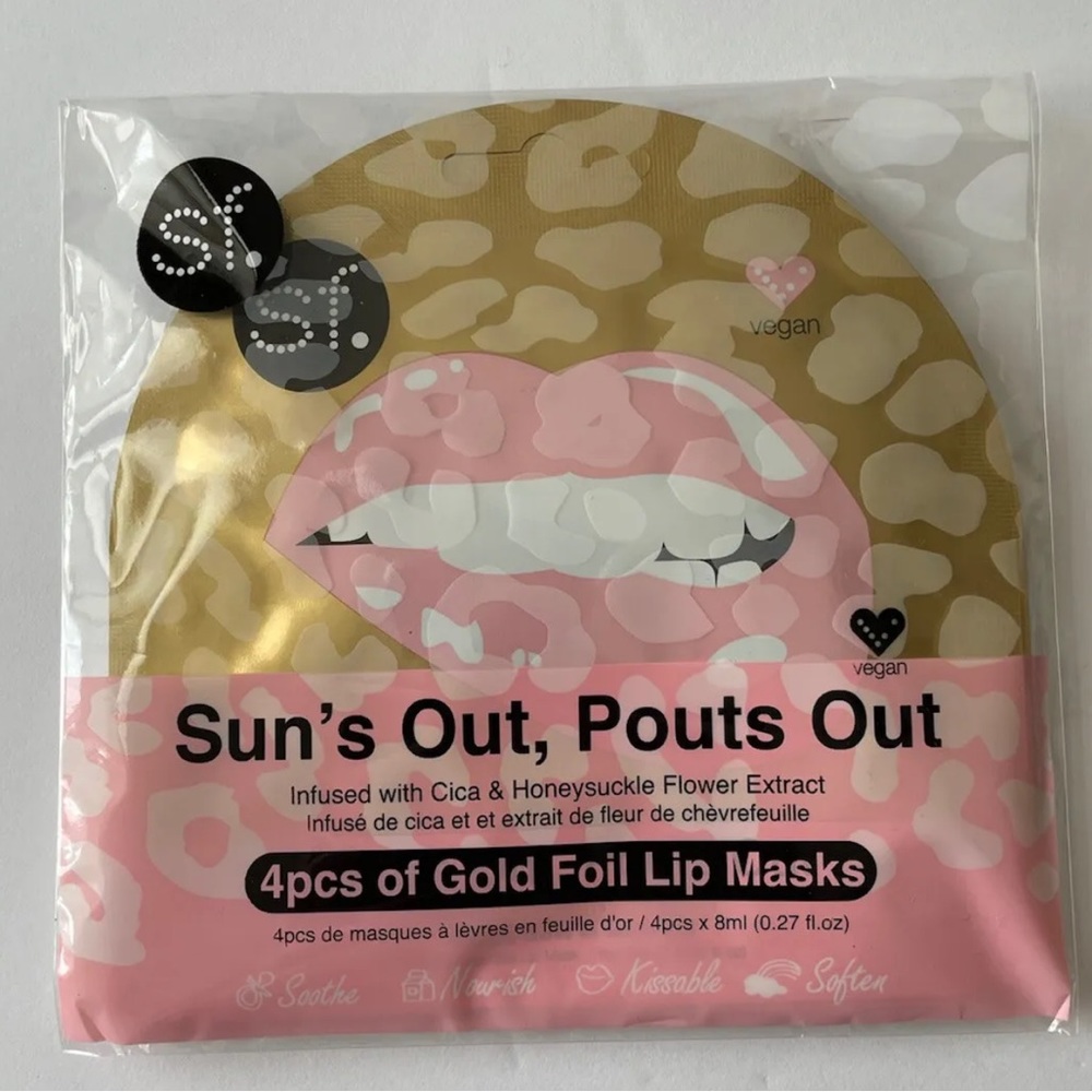 SF Glow Sun's Out Pouts Out 4pc Gold Foil Lip Mask Set SFGlow beauty